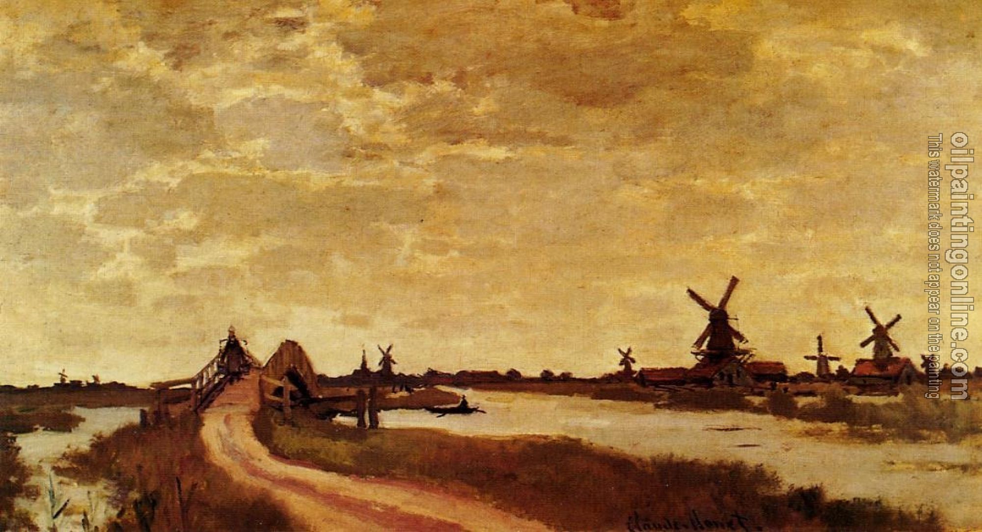 Monet, Claude Oscar - Windmills at Haaldersbroek, Zaandam